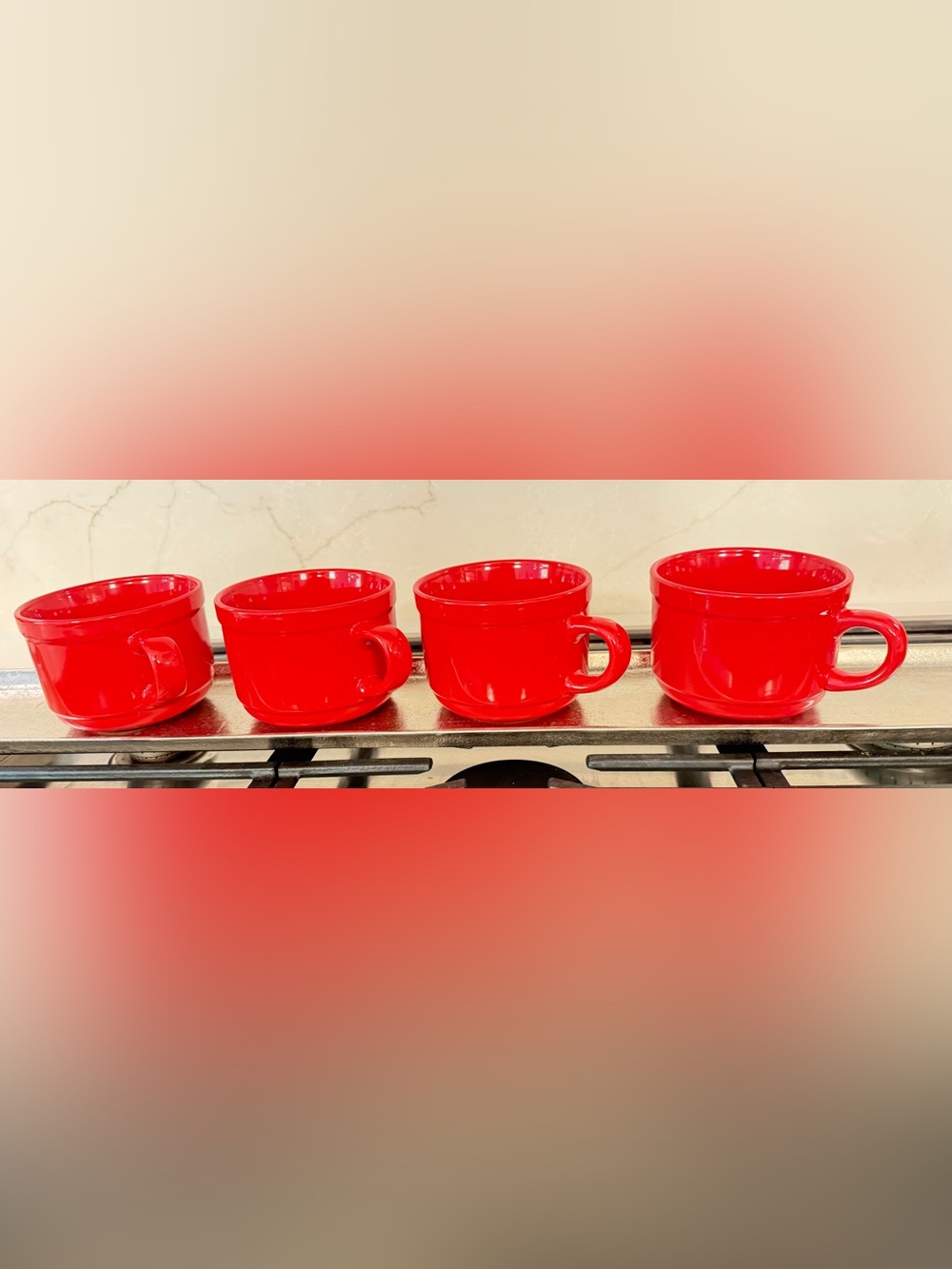 Royal Norfolk Bright Red Ceramic Bowls - Set of 4
